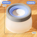 Green pet suspension water bowl for dogs and cats on a matching plate.