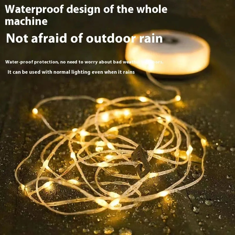 Rechargeable outdoor string lights with 30 beads on 8 metre waterproof cord