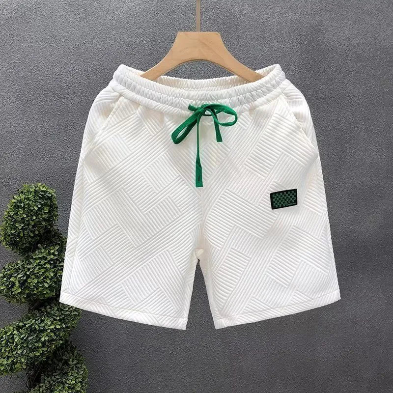 Men's casual sports shorts in white, black or green with micro-elastic polyester fabric