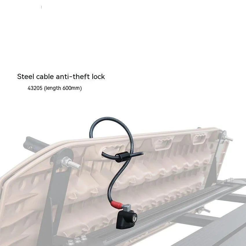 Plastic-sheathed steel cable lock for roof racks in 1200mm and 600mm lengths.