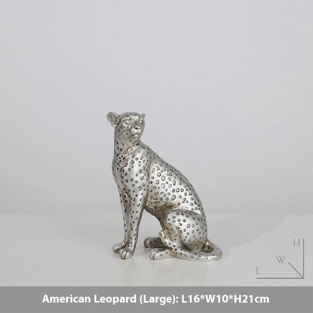 Leopard resin ornament in American leopard colour, modern simplicity style animal figurine home decoration