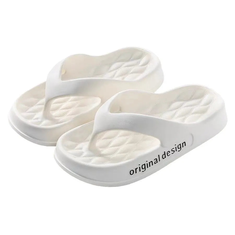 Men's open toe EVA flip flops in multiple colours on a sandy beach background.