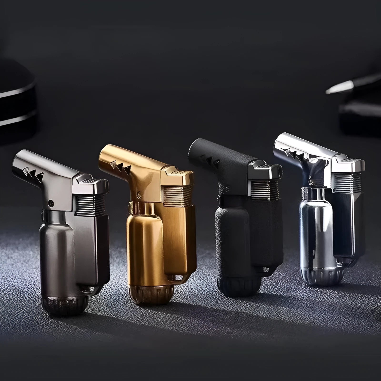 HB805-1 full metal windproof lighter in black, gold, grey, or silver colour