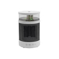 White 3-in-1 space heater with humidifier and night light on a desk