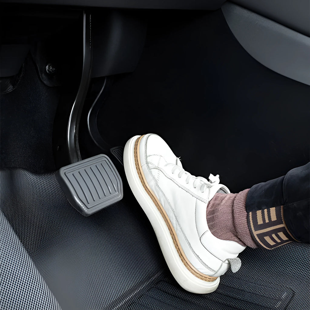 TPR floor mat set for Tesla Model Y including footwell, front box, and rear box mats.