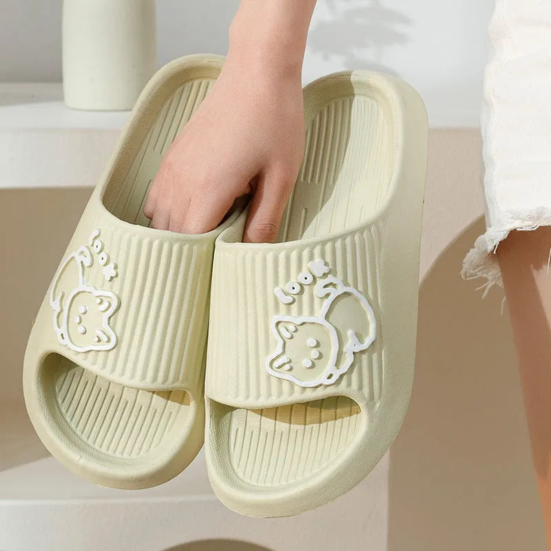 Women's cat design thick platform slippers in various colours with non-slip EVA soles