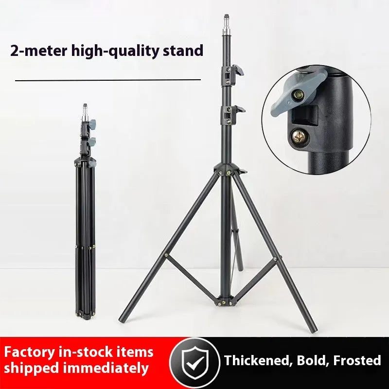 Floor tripod light stand with frosted legs and mobile phone holder mounted