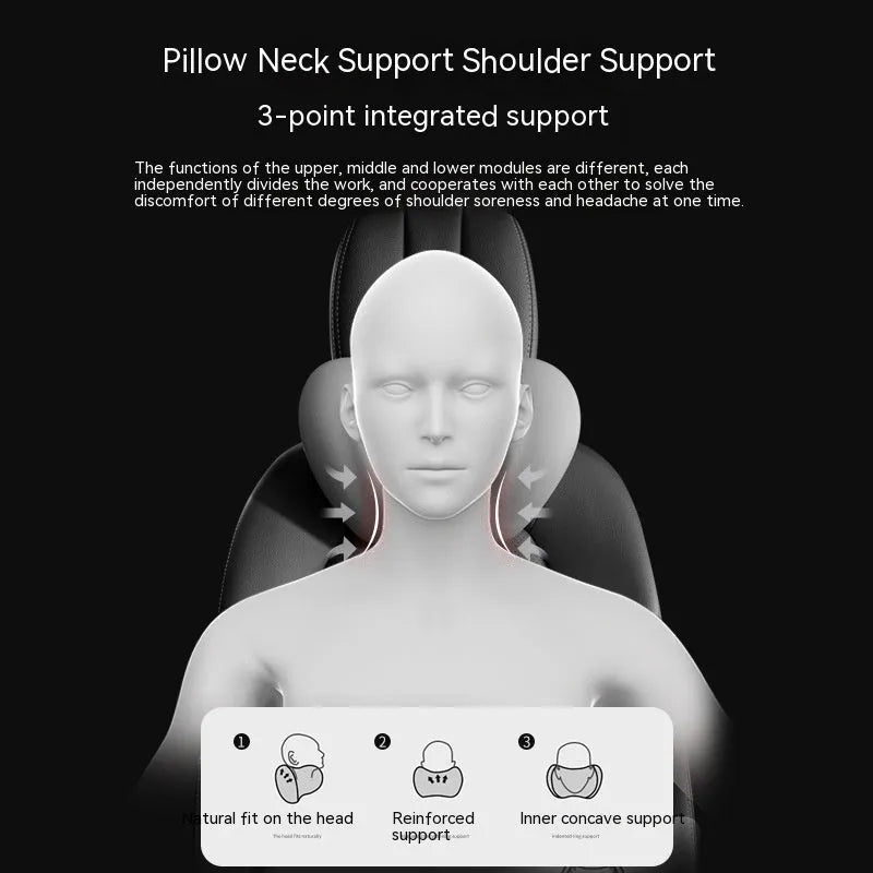 Memory foam lumbar support pillow and headrest car cushion in black colour on a car seat