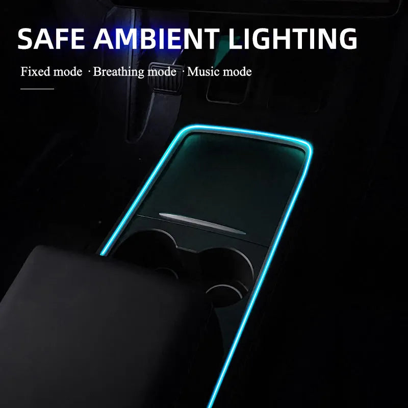 Car dashboard LED ambient lighting kit with USB connection and flexible PVC strips