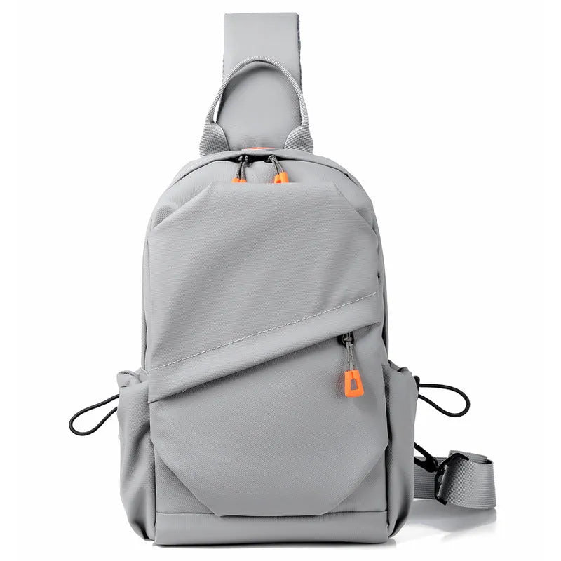 Men's black waterproof polyester crossbody bag with single shoulder strap