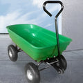 Green four-wheel plastic dump truck with a tipping bed, model TC2145.