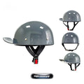 Retro ABS motorcycle helmet in Bright Black Cement Grey, available in multiple sizes for women and general riders