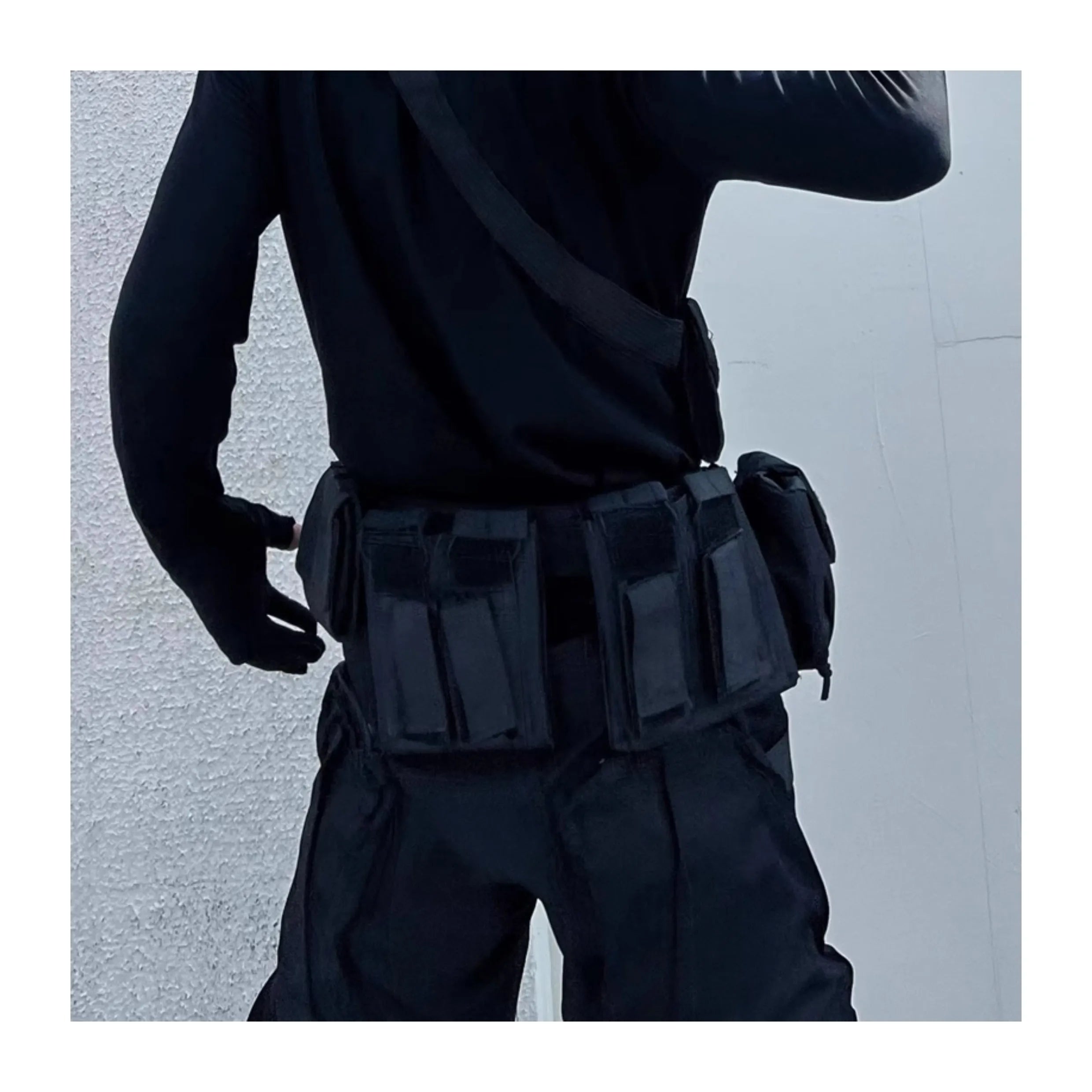 Black detachable multifunctional tactical belt with fabric and alloy buckle for men and women