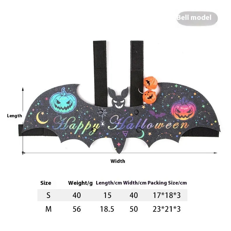Halloween batwing costume for cats in felt fabric with bat design