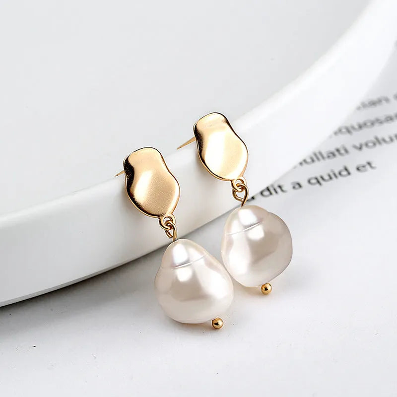 925 sterling silver baroque pearl earrings rose gold finish with gem inlay