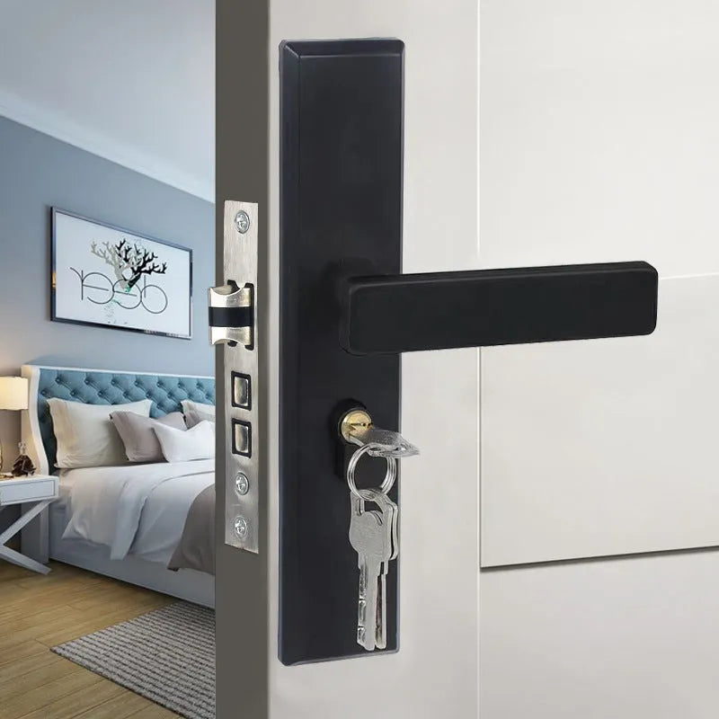 Household indoor split magnetic door lock handle for timber doors with aluminium alloy construction