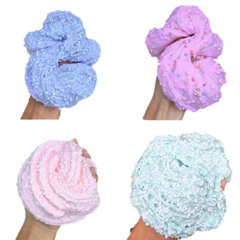 Large capacity cotton mud DIY colourful ball toy in blue and white, 60ml and 330ml tubs