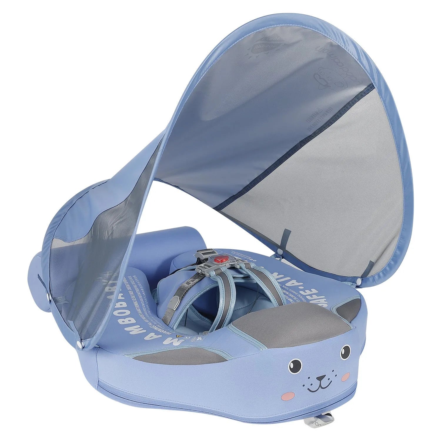 Baby swimming ring in blue with foam construction and 3D space layer fabric cover for children's wading use