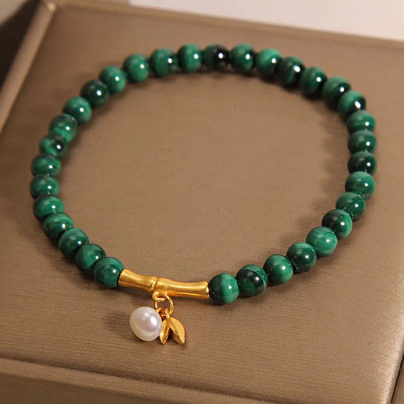 Women's white crystal lucky bamboo bracelet with adjustable high-rise design