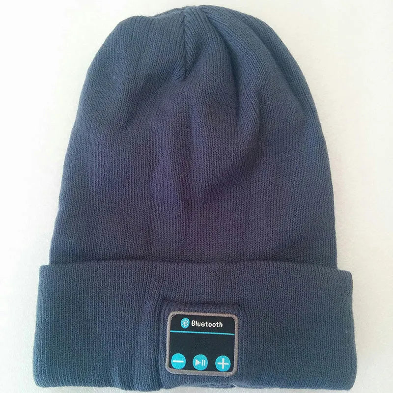 Bluetooth knitted hat with 30MM speakers, dome no-eaves plain weave, red black grey, one size.
