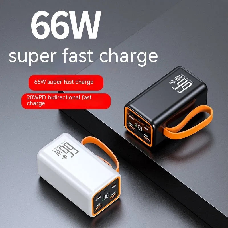 Black and white PD66W fast charge 20000 mAh portable power bank