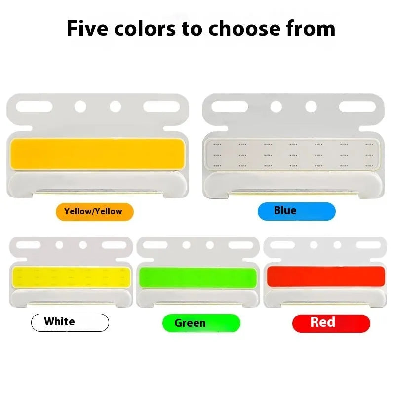Waterproof aluminium alloy truck side light with COB LED for ground illumination, shown in multiple colour options.