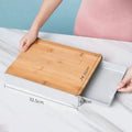 Large square bamboo cutting board 32.5cm x 24.5cm x 4.8cm on kitchen counter