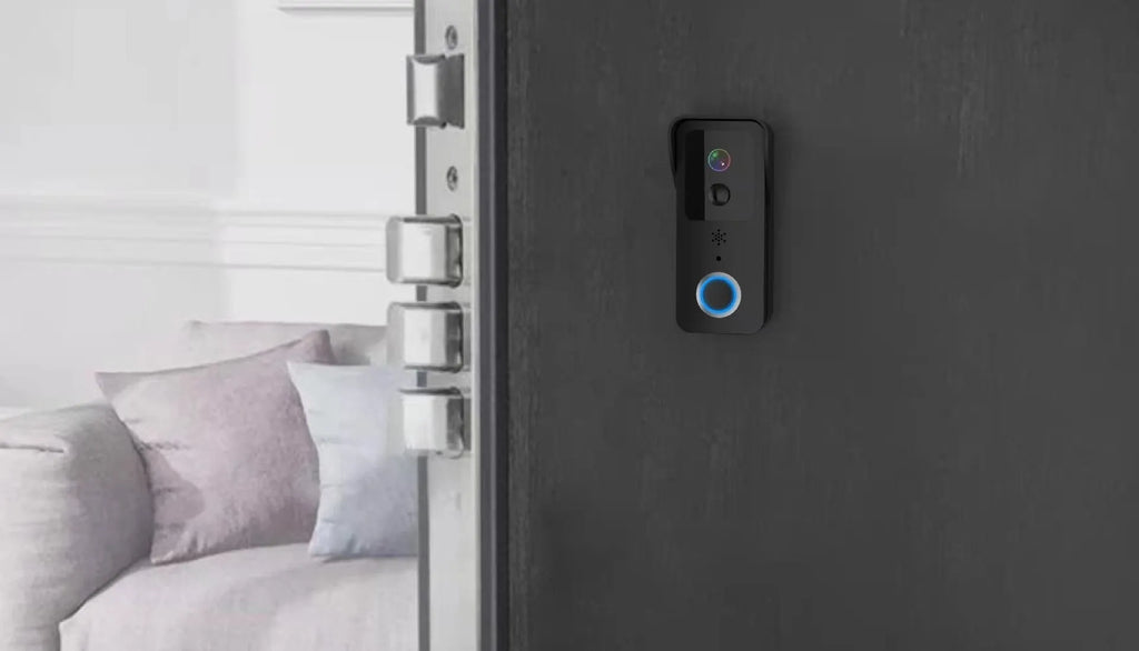 Smart home visual doorbell security camera with app push notification system and 18650 battery power.