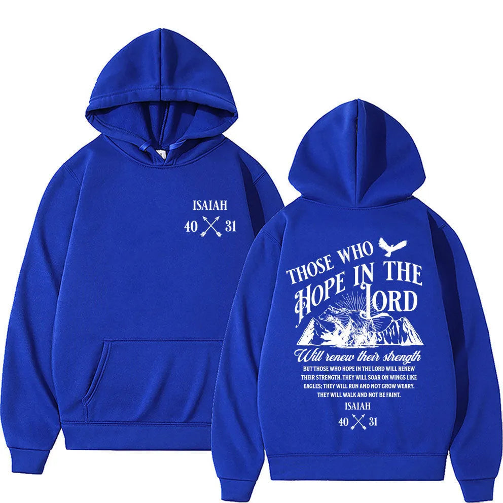 Christian Jesus letters print loose pullover hoodie in black on a plain background showing front print detail