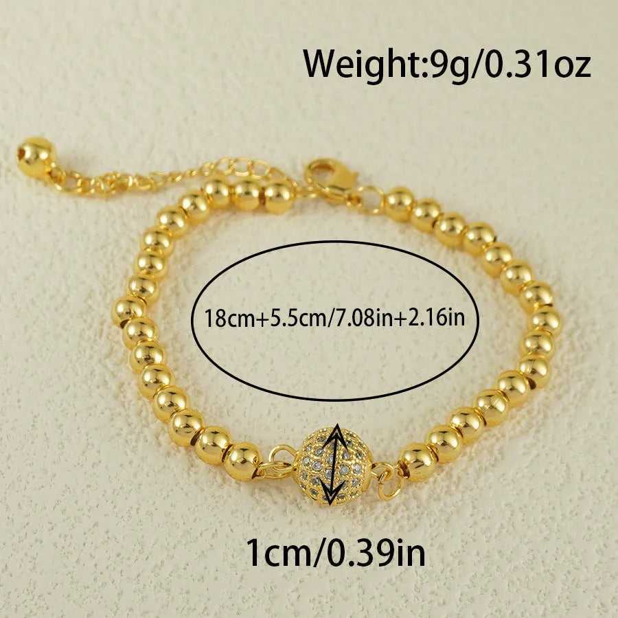 Women's Arabic-style copper bracelet with a heart shape and single zircon ball accent.