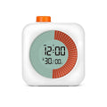 White plastic 60-minute visual timer with clear dial on desk for student study