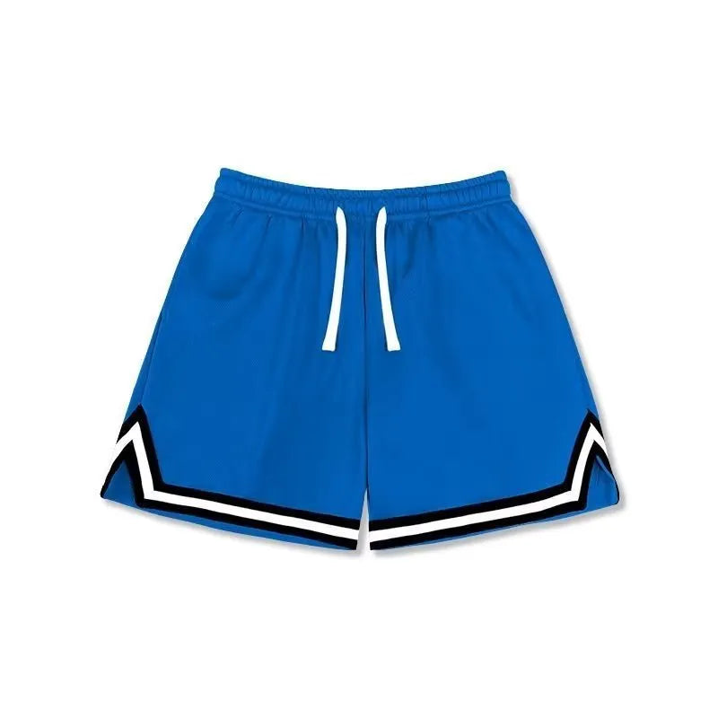 Men's polyester sports shorts in loose fit design available in multiple colours including black, white and blue shades