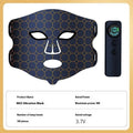 Black LED photon therapy facial mask with four colour infrared lights and neck support strap