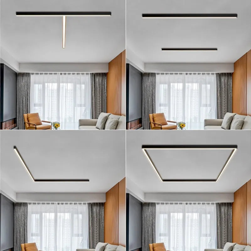 Rectangular aluminium ceiling lamp 53.6cm 20W in moon white finish for living room lighting