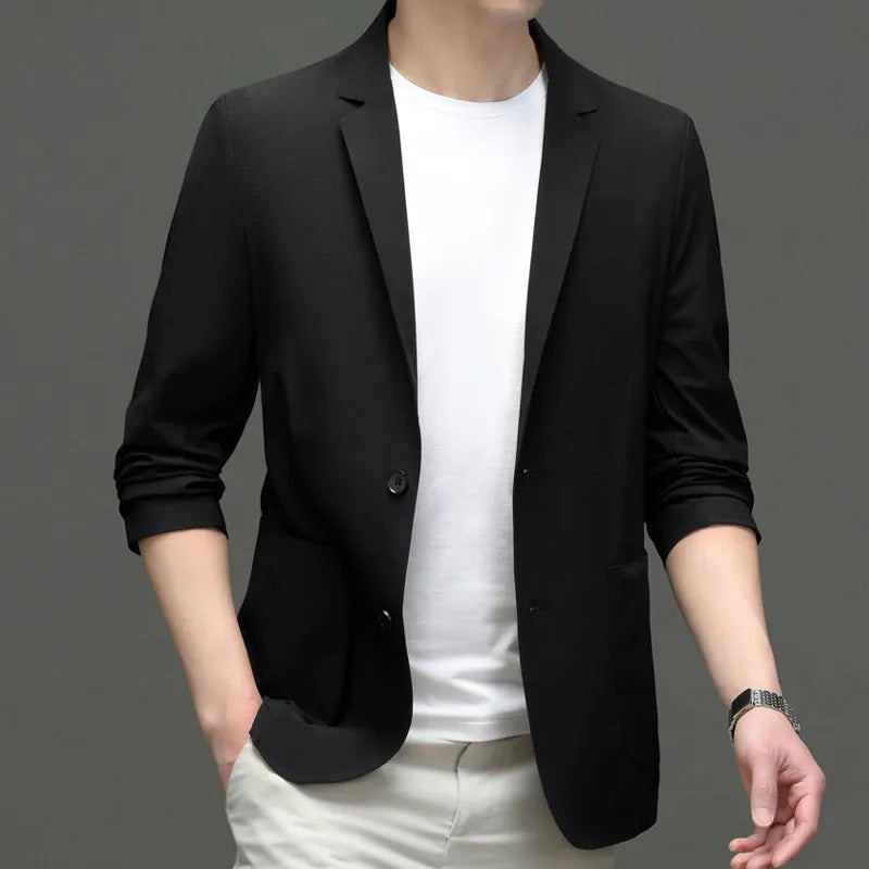 Men's thin ice silk sunscreen jacket, loose long sleeve, polyester lining, grey black navy khaki grey green