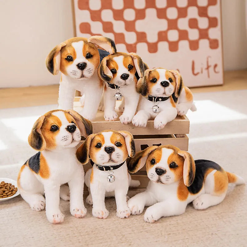Simulation puppy plush doll in husky, spotty dog, Akita or Beagle design, 25cm or 32cm, lying sitting or standing