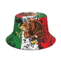 Eagle pattern printed bucket hat with dome crown in M size fitting 56-58cm head circumference