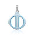Cat nail clipper with positioning hole and non-slip handle in blue colour