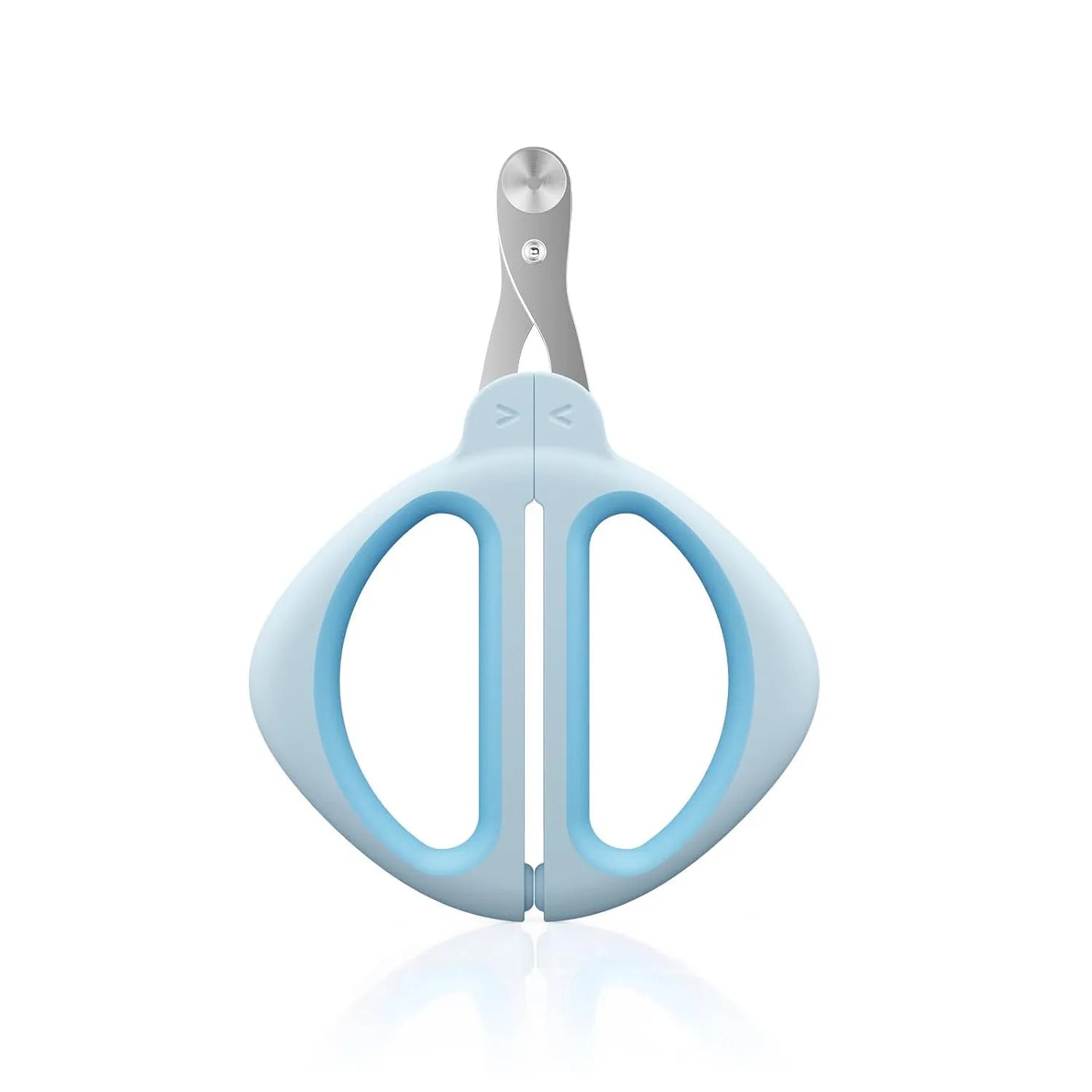 Cat nail clipper with positioning hole and non-slip handle in blue colour