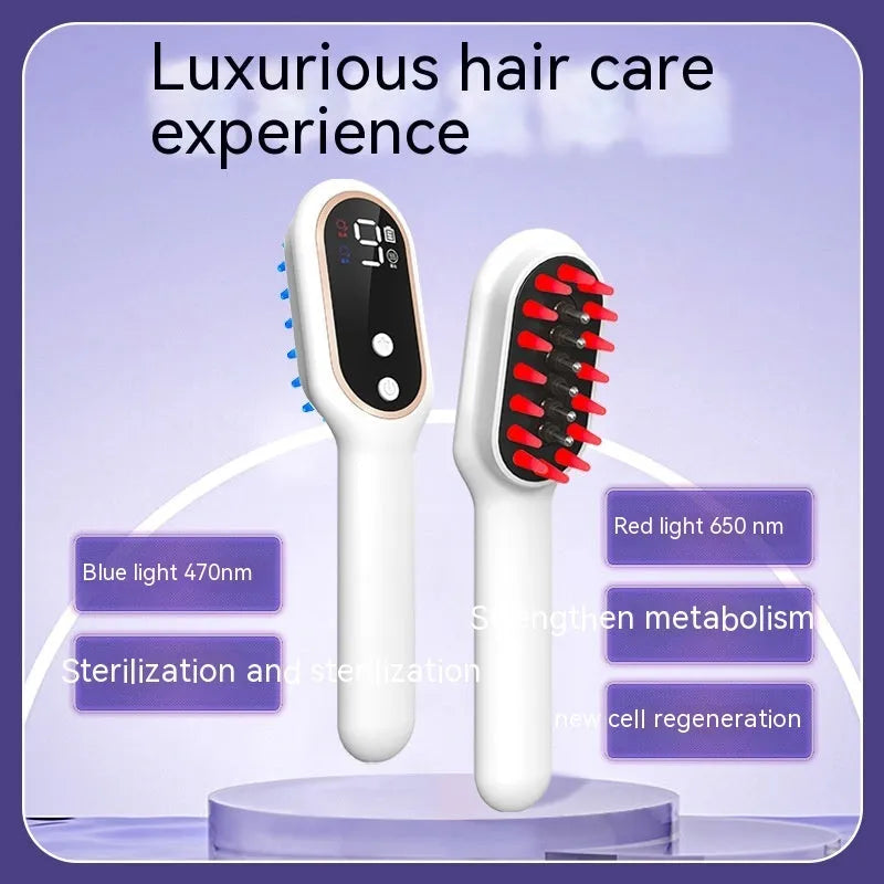 White scalp medicine feeder massage comb with 10ml medicine box, 17 TPU comb teeth, red and blue light, 154*50*39 mm