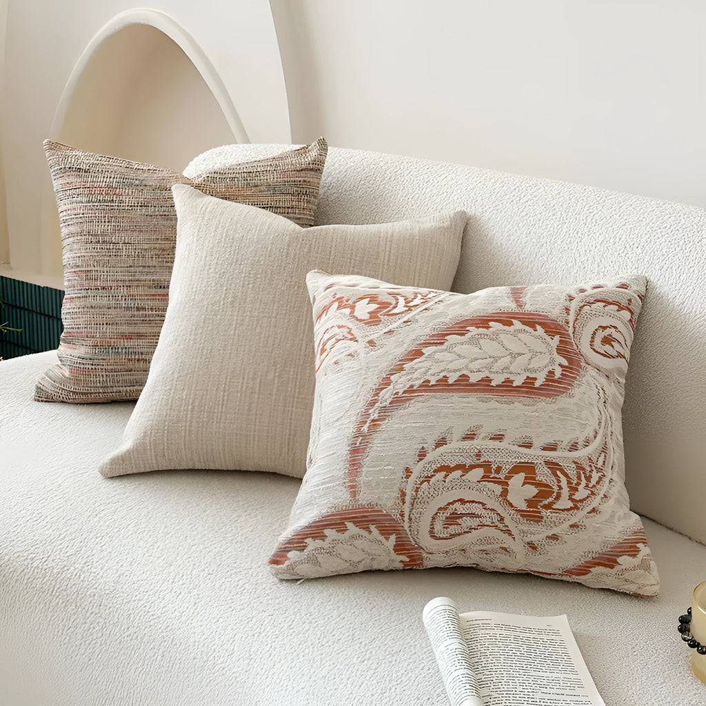 American-style jacquard paisley sofa cushion cover in amber botanical patterns with 45x45cm and 30x50cm size options