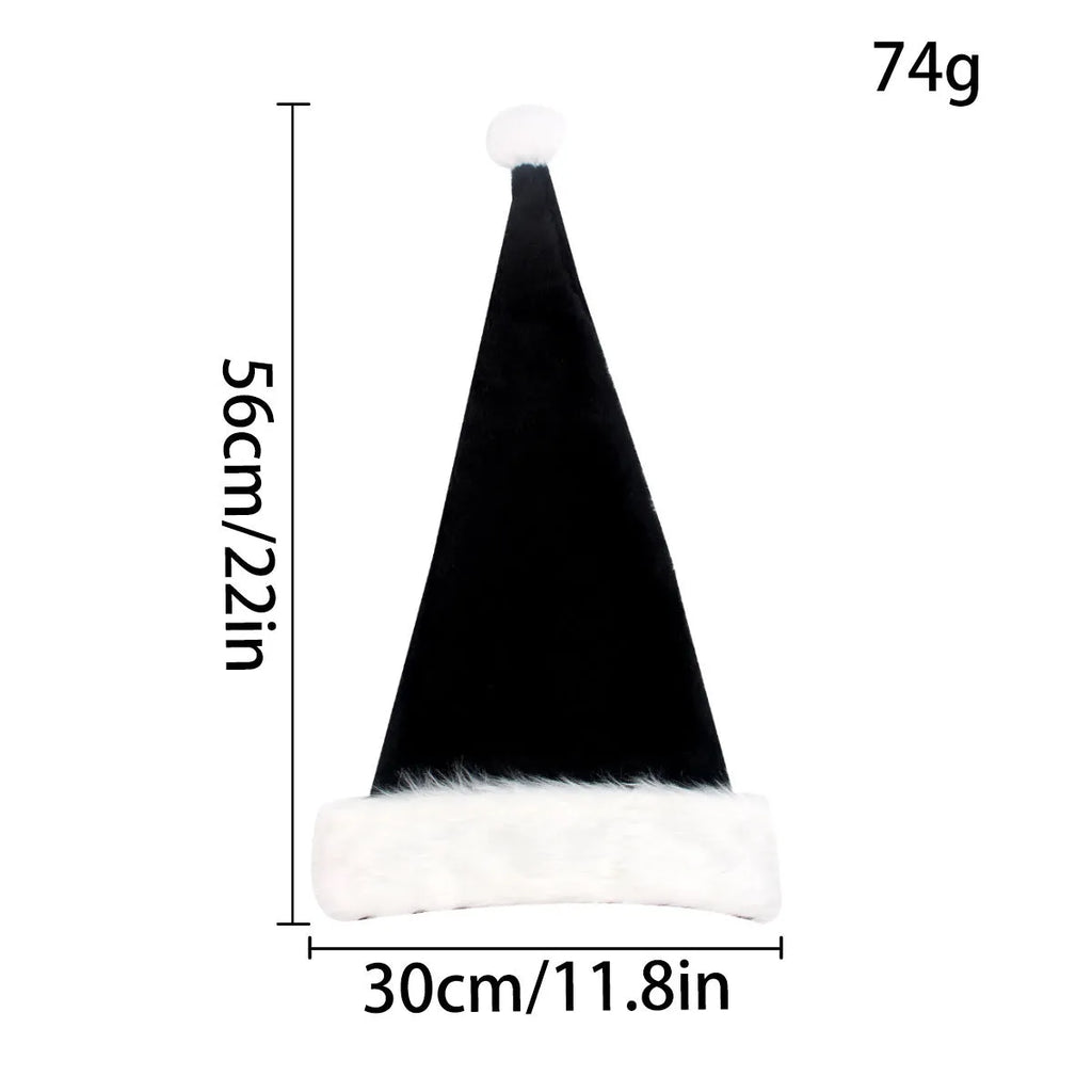 Polyester thickened plush Christmas hat in red and black, 56x30 cm, European classical style