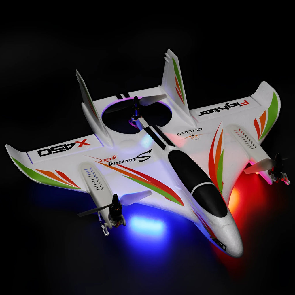 X450 Six-channel Fixed Wing Bubble Plane with EP0 composite airframe and brushless motors on a grass field