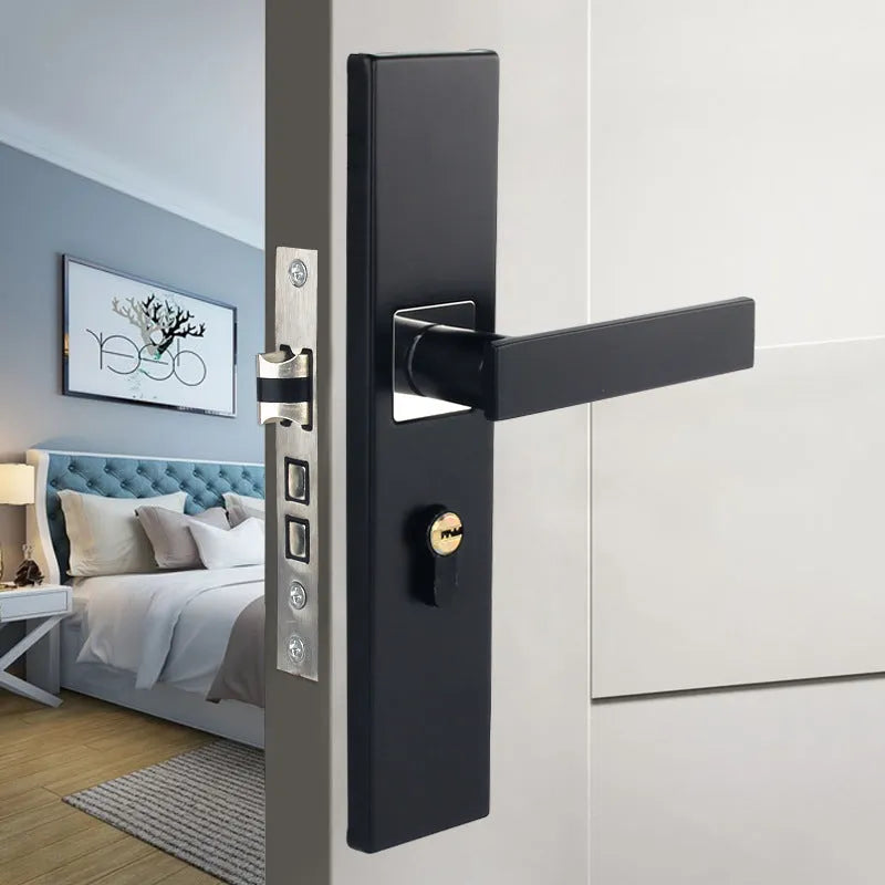Household indoor split magnetic door lock handle for timber doors with aluminium alloy construction