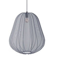 Japanese-style spherical ceiling lamp with an open iron branch design, hanging with a grey-blue finish and an LED light inside.