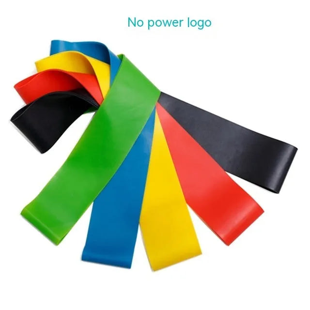 Set of five coloured yoga tension straps showing different resistance levels for fitness training
