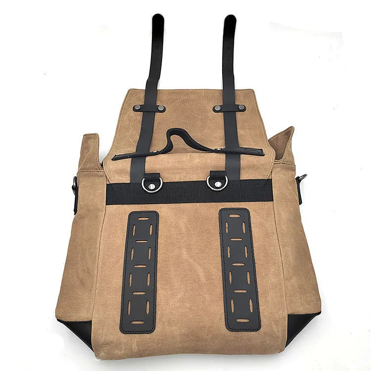 Canvas motorcycle side bag with waterproof construction in black colour option