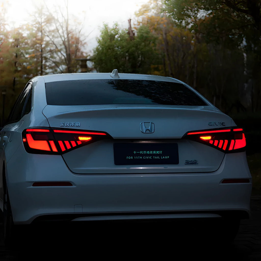 11th generation Honda Civic modified LED taillight assembly in black and red and black and white options.