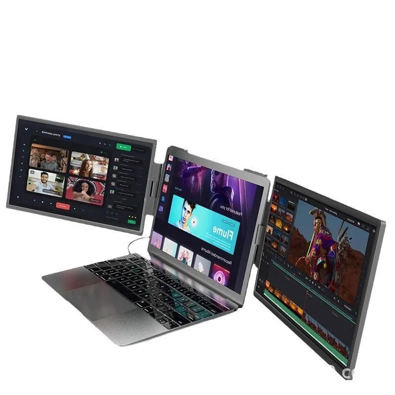 14-inch black portable monitor with IPS display and USB HDMI cables for laptop dual-screen setup