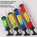 Manual plastic hand pump for inflating basketballs, volleyballs, and footballs in mixed colours.